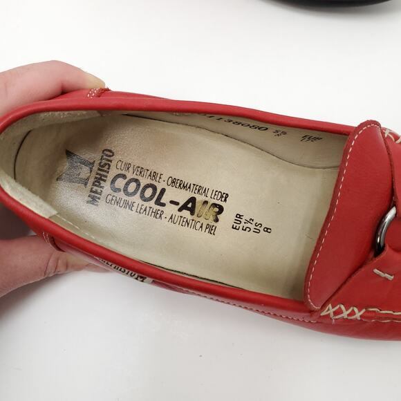 MEPHISTO Leather Idellia Red Comfort Mocassin Loafers Square Toe Shoes - Picture 4 of 12